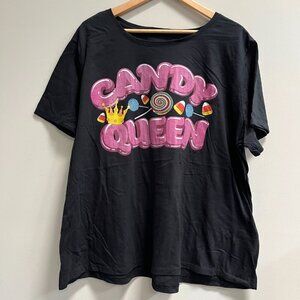 Candy Queen Short Sleeve Black Graphic T‎ Shirt Halloween Easter Size 4X NEW